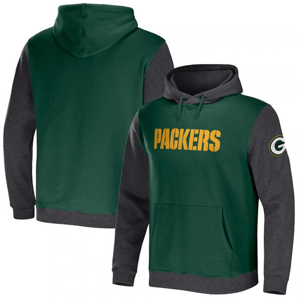 Men's Green Bay Packers x Darius Rucker Collection Green/Heather Charcoal Colorblock Pullover Hoodie